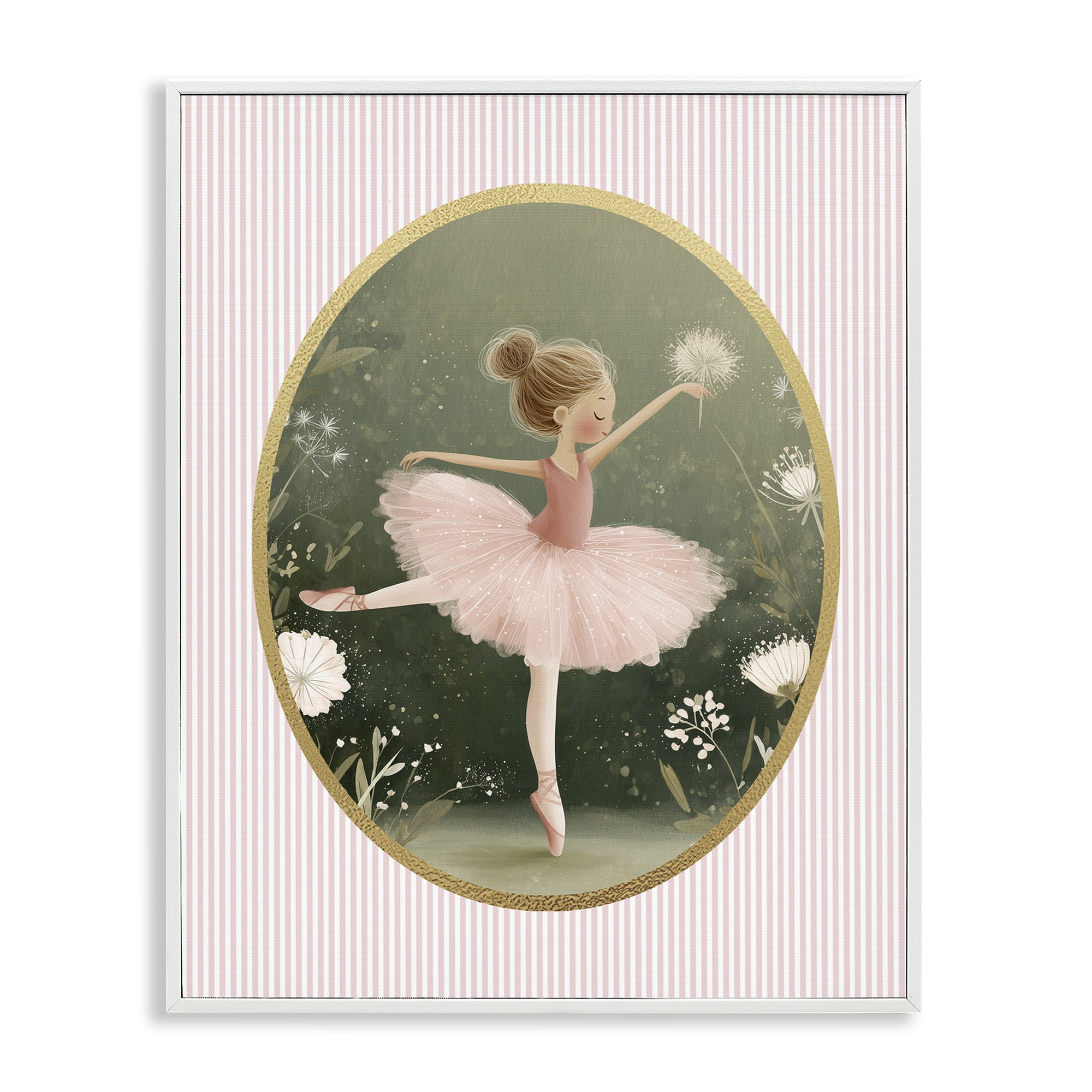 Stupell Industries Green & Pink Ballerina White Framed Giclee Art, design by Christine Simpson Art