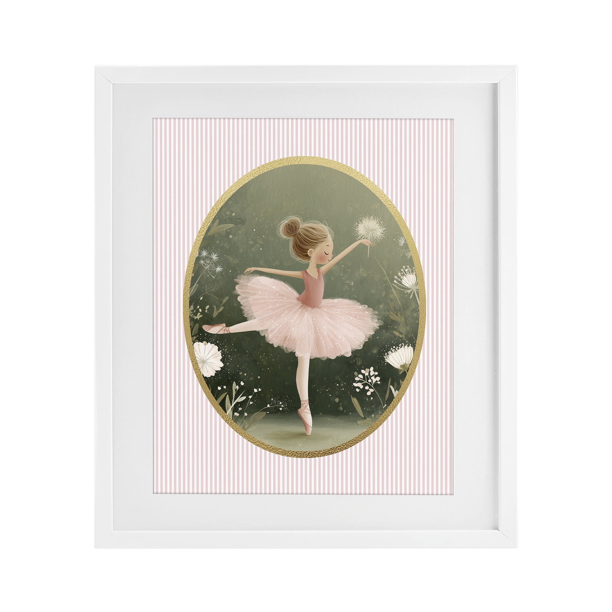 Stupell Industries Green & Pink Ballerina White Framed Print Under Glass, design by Christine Simpson Art