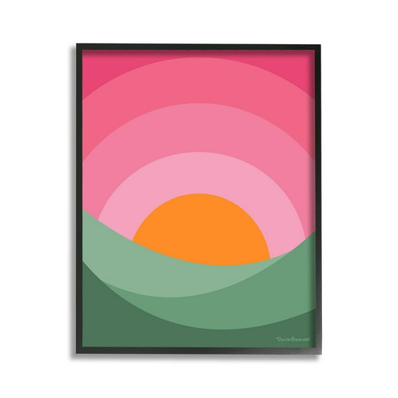 Stupell Industries Green & Pink Landscape Landscape Painting Black Framed Art Print Wall Art, 11 x 14