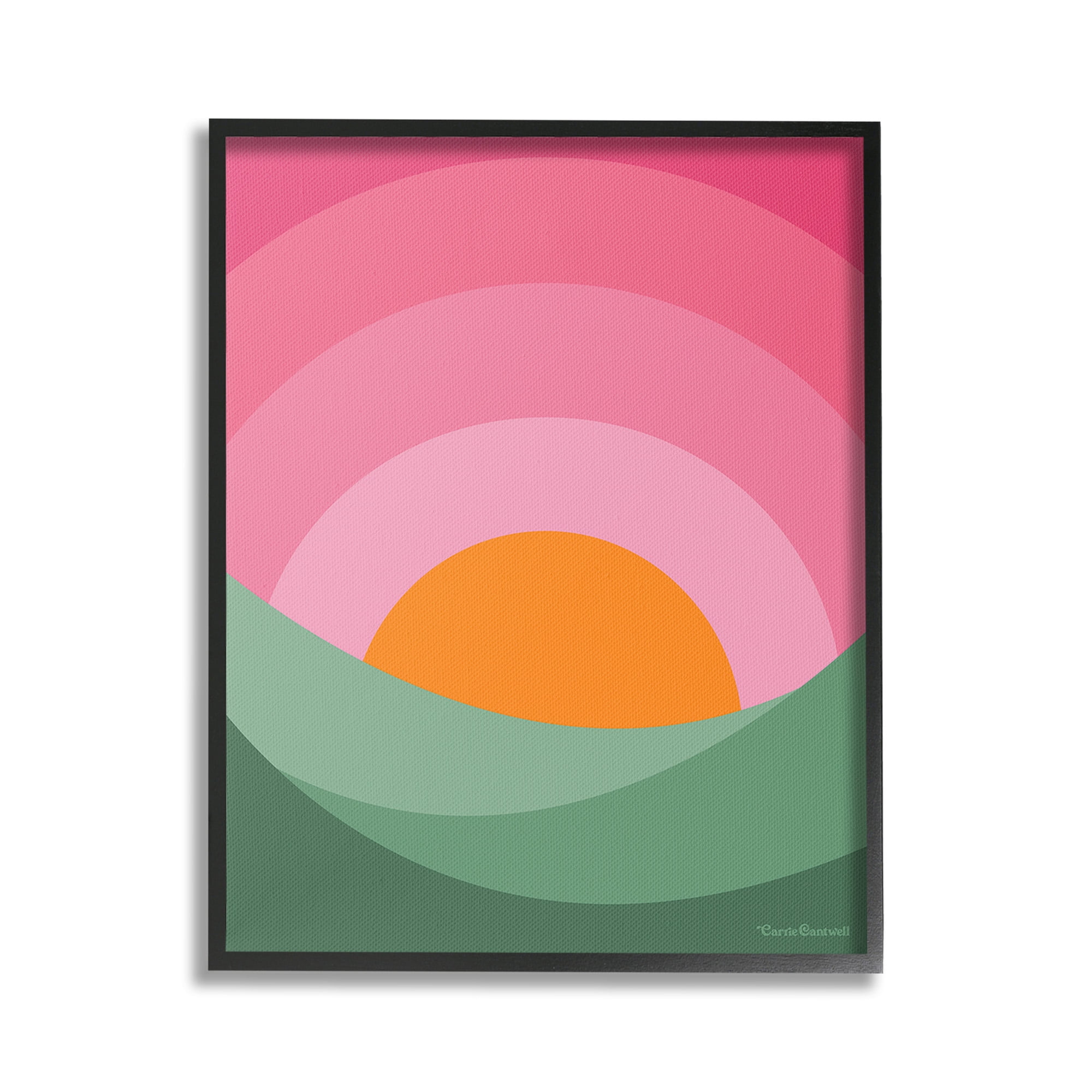 Stupell Industries Green & Pink Landscape Landscape Painting Black Framed Art Print Wall Art, 16 x 20