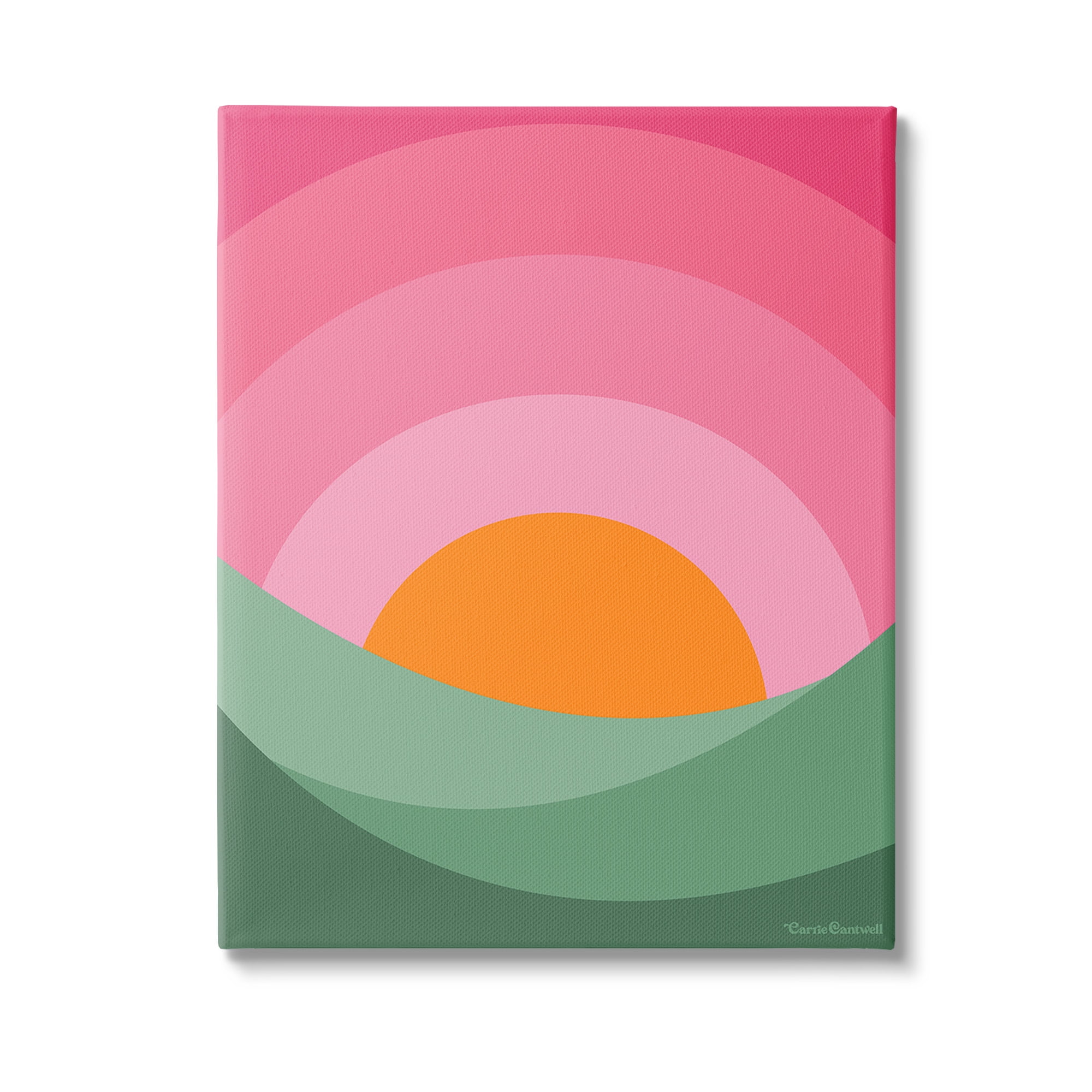 Stupell Industries Green & Pink Landscape Landscape Painting Gallery Wrapped Canvas Art Print Wall Art, 24 x 30
