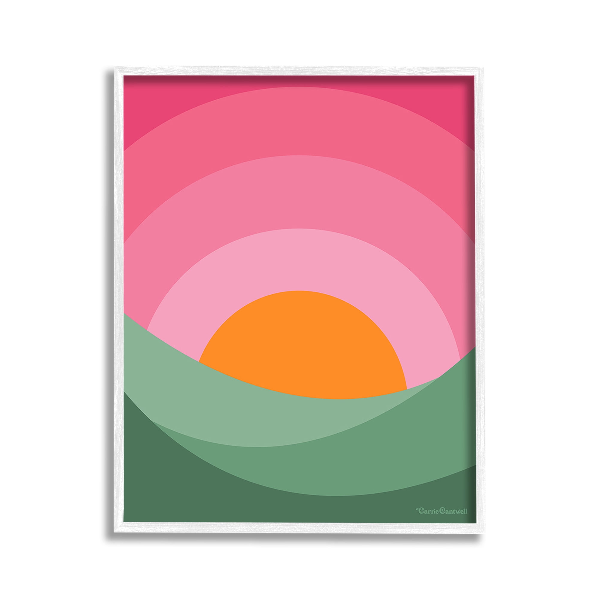 Stupell Industries Green & Pink Landscape Landscape Painting White Framed Art Print Wall Art, 11 x 14