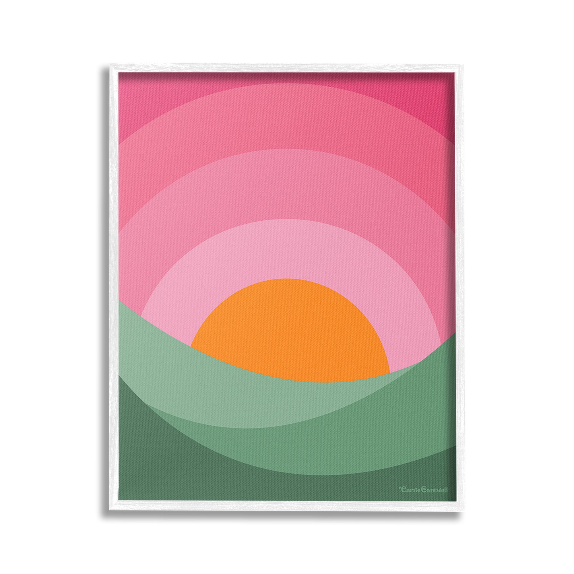 Stupell Industries Green & Pink Landscape Landscape Painting White Framed Art Print Wall Art, 16 x 20