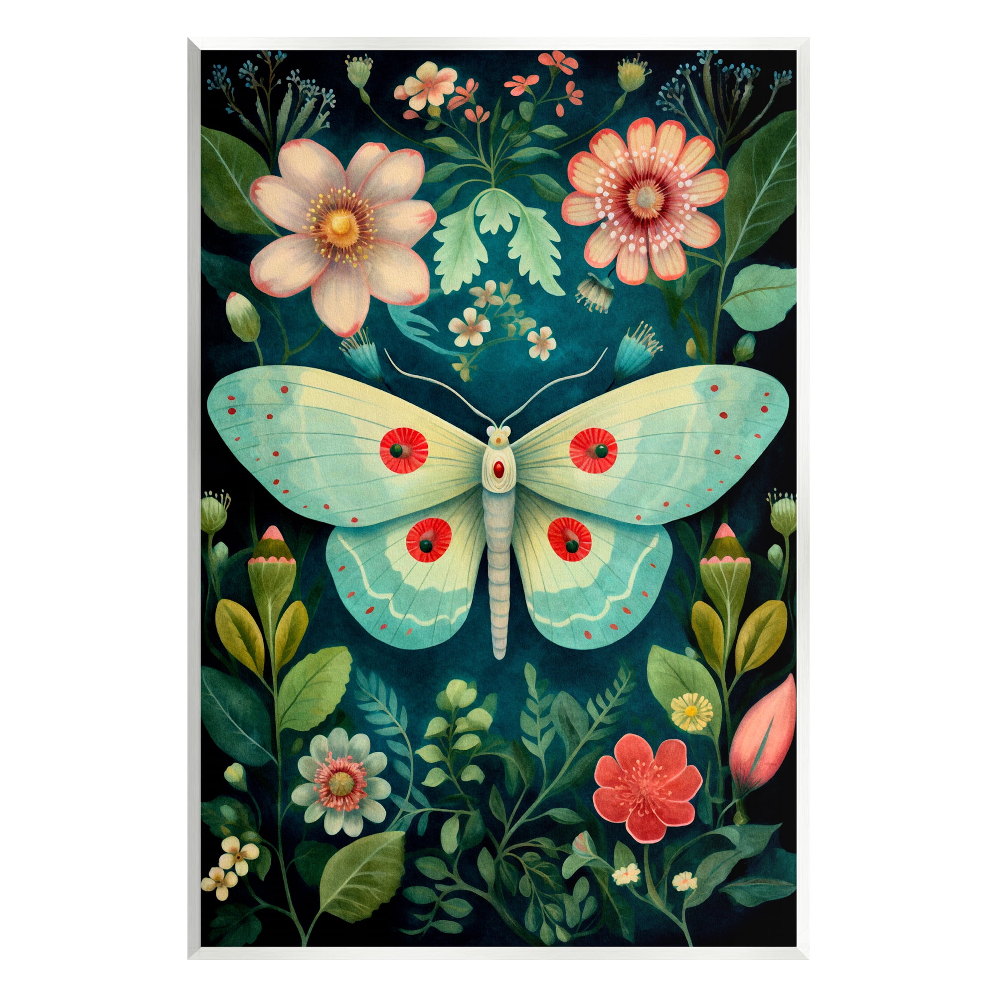 Stupell Industries Green & Pink Moth Pattern Animals & Insects Painting Unframed Art Print Wall Art, 10 x 15