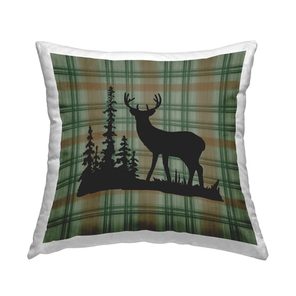 Stupell Industries Green Plaid Elk Silhouette Decorative Printed Throw Pillow Design by Jacki Frerichs