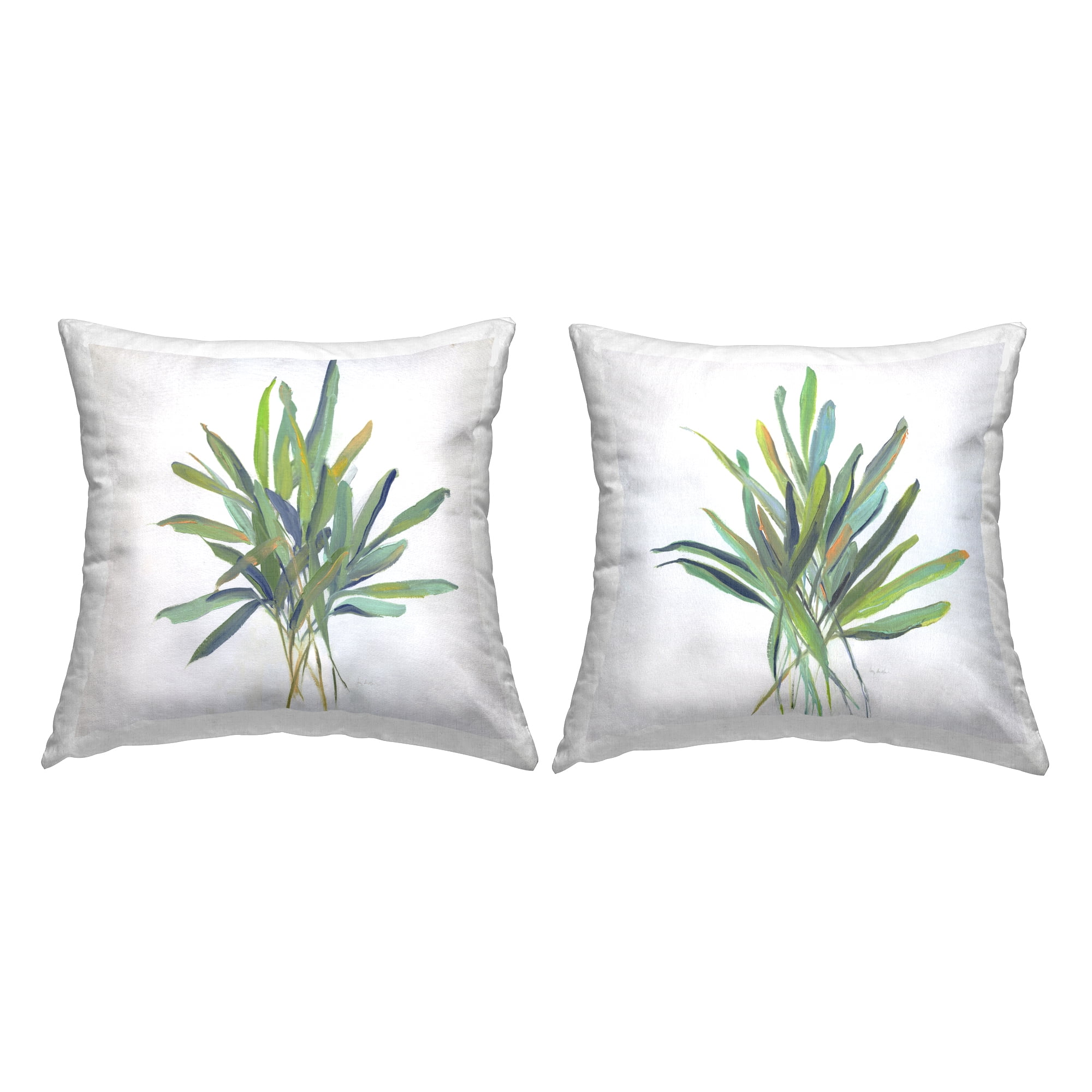 Stupell Industries Green Plant Fronds Decorative Printed Throw Pillow Design by Sally Swatland.