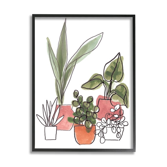 Stupell Industries Green Plants in Orange Planters Modern Abstract Foliage, 11 x 14, Design by June Erica Vess