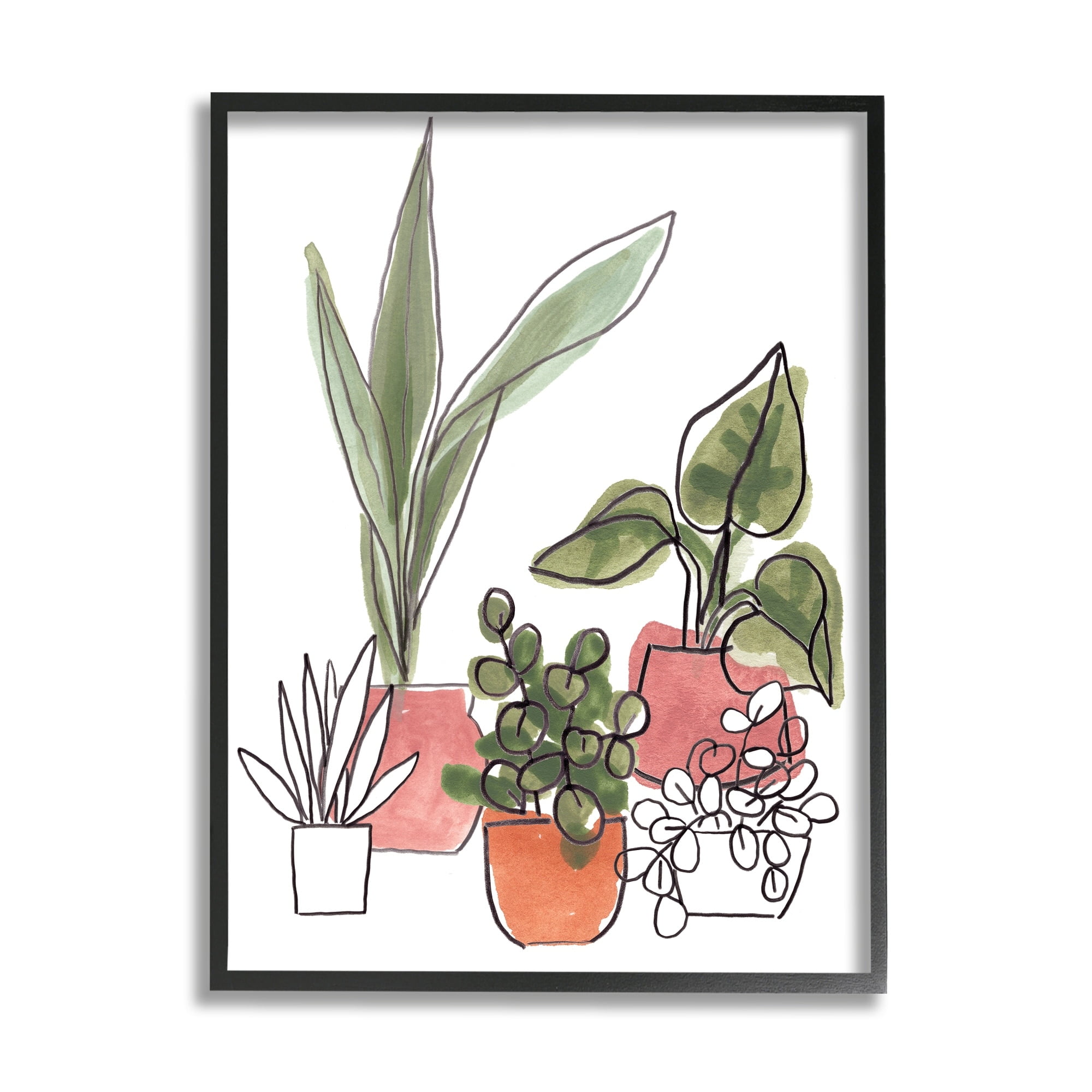 Stupell Industries Green Plants in Orange Planters Modern Abstract Foliage, 16 x 20, Design by June Erica Vess
