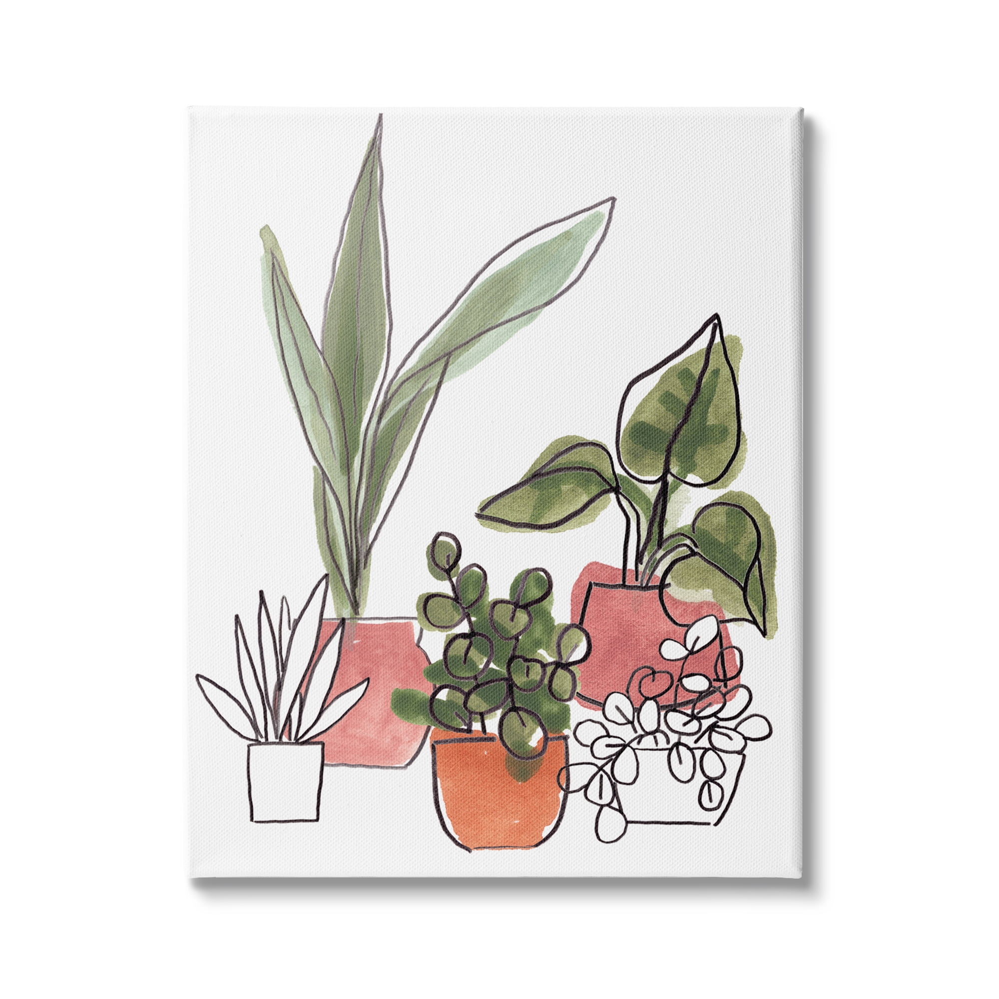 Stupell Industries Green Plants in Orange Planters Modern Abstract Foliage, 24 x 30, Design by June Erica Vess