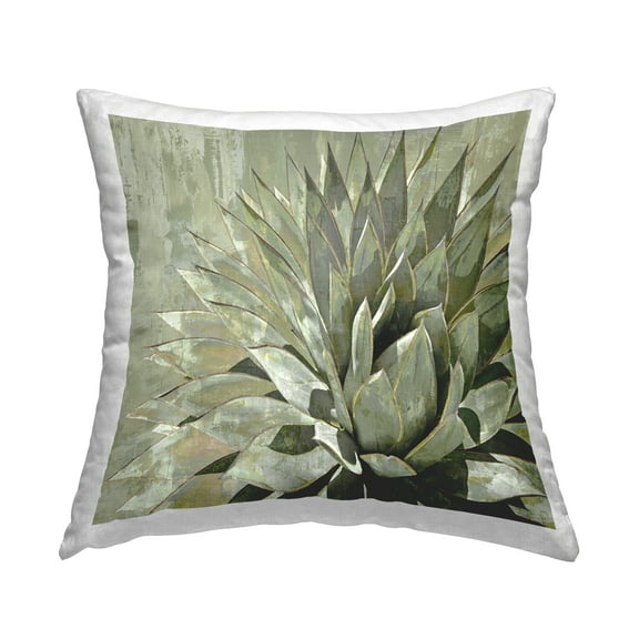Stupell Industries Green Pointy Plant Leaves Nature Square Decorative Printed Throw Pillow, 18 x 18,