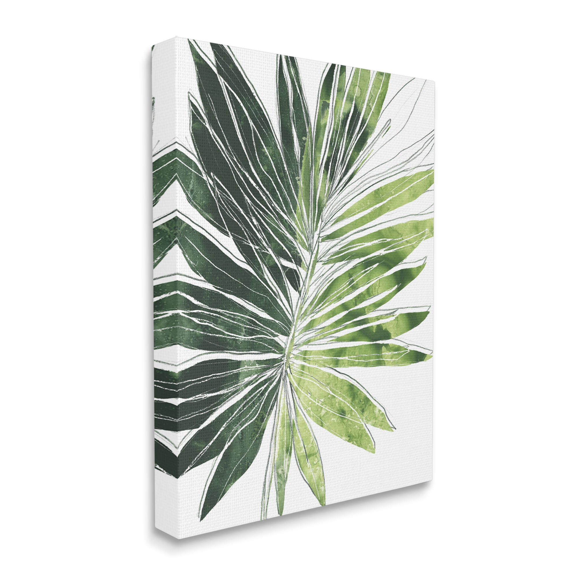 Stupell Industries Green Pop Palm Leaves Expressive Linework Botanical & Floral Painting Gallery Wrapped Canvas Art Print Wall Art, 30 x 40