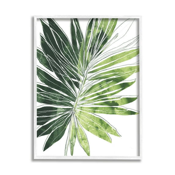 Stupell Industries Green Pop Palm Leaves Expressive Linework Graphic Art Framed Art Print Wall Art, 24x30, By June Erica Vess