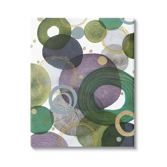Stupell Industries Green & Purple Circles Abstract Painting Gallery Wrapped Canvas Print Wall Art, 30 x 40