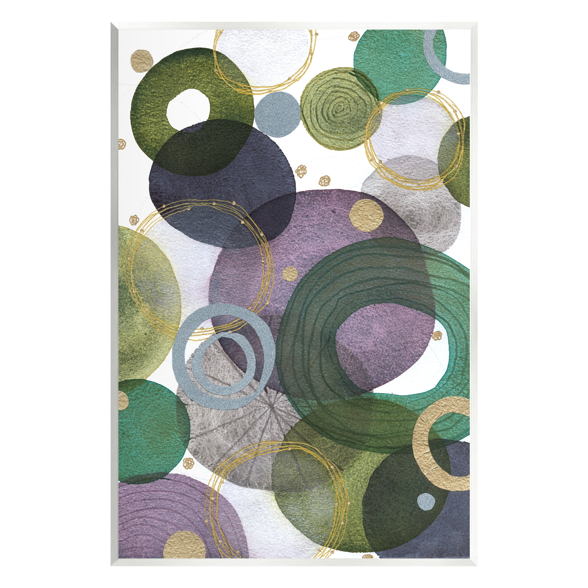 Stupell Industries Green & Purple Circles Abstract Painting Unframed Art Print Wall Art, 13 x 19