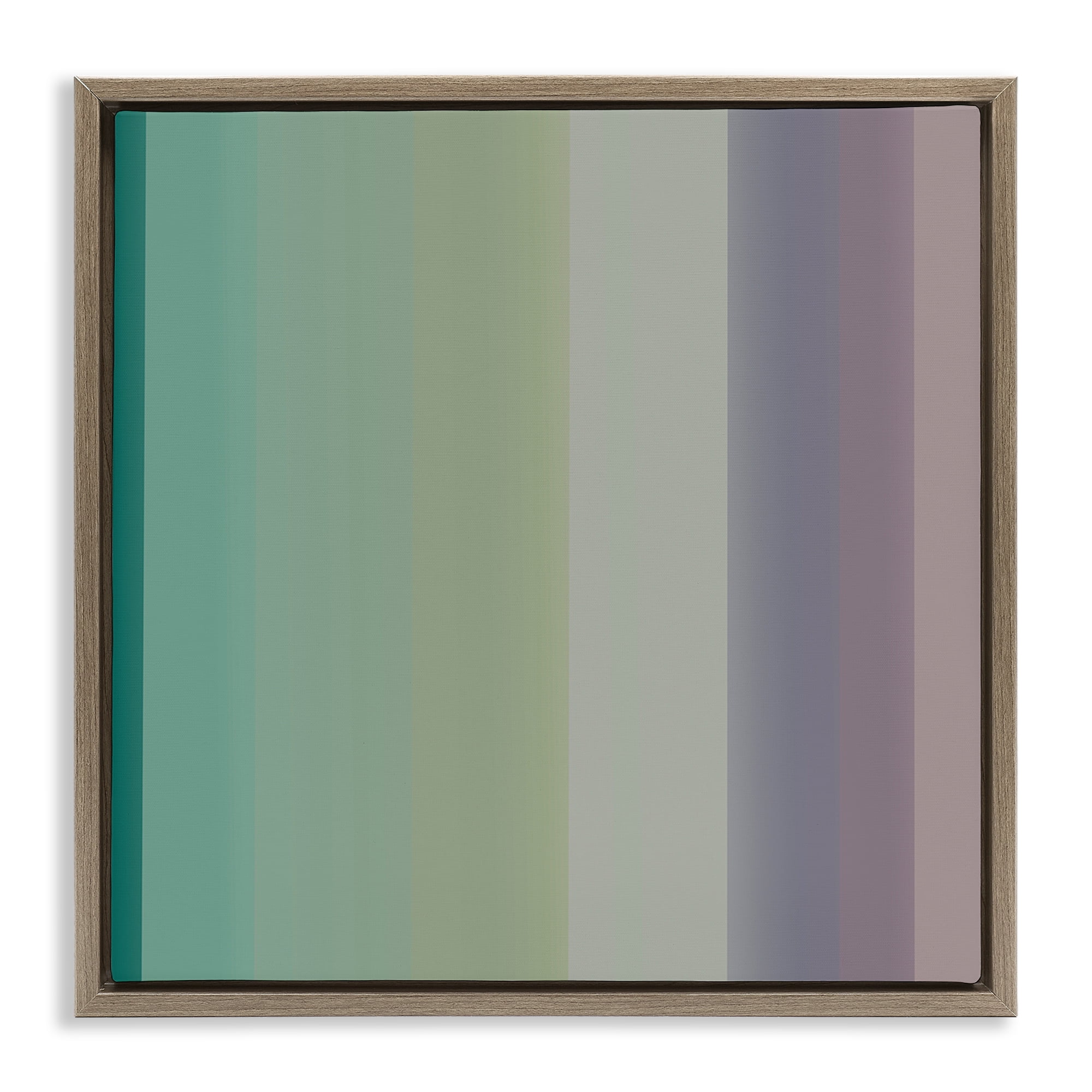 Stupell Industries Green & Purple Gradient Abstract Painting Brown Floater Framed Canvas Art Print Wall Art, 18 x 18