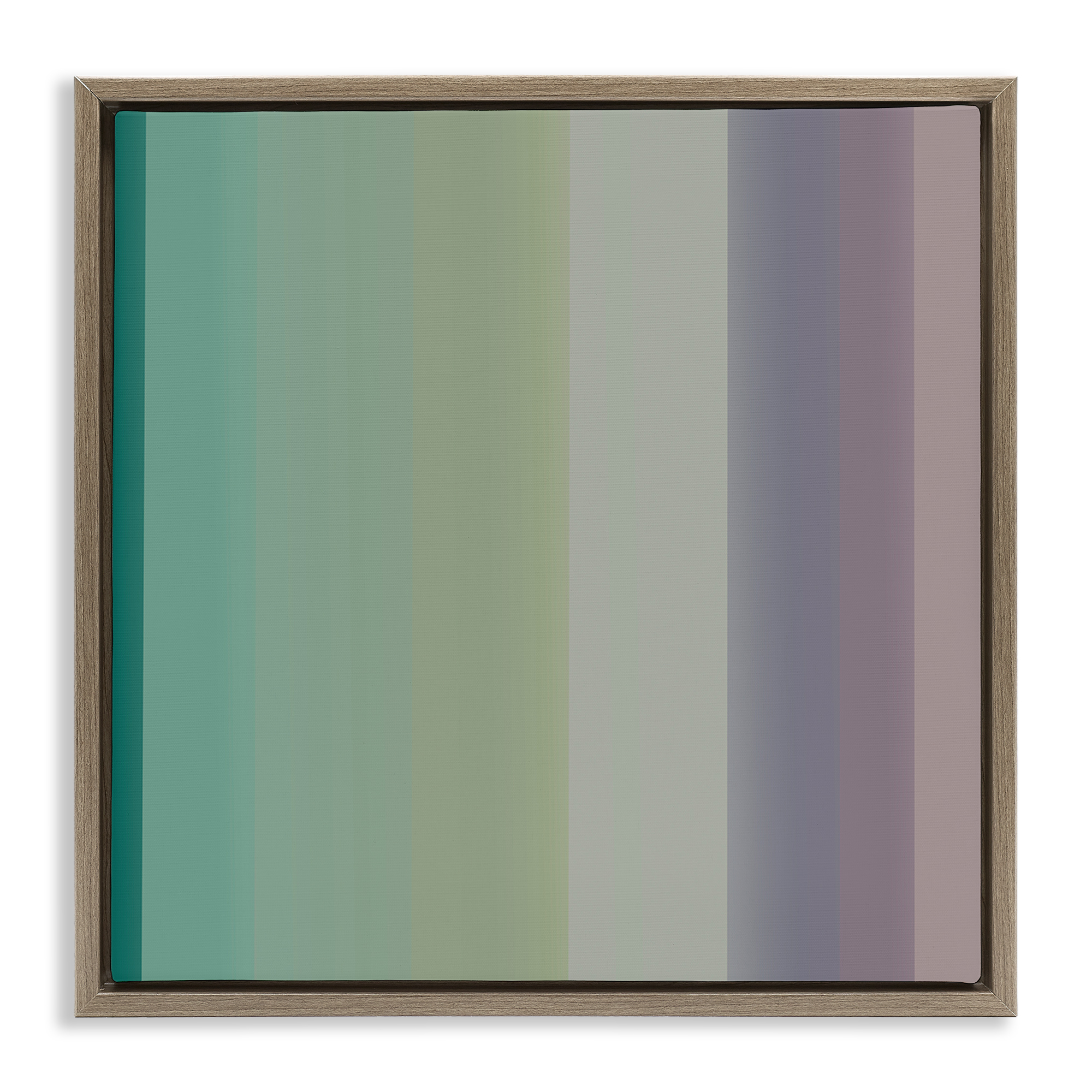 Stupell Industries Green & Purple Gradient Abstract Painting Brown Floater Framed Canvas Art Print Wall Art, 25 x 25