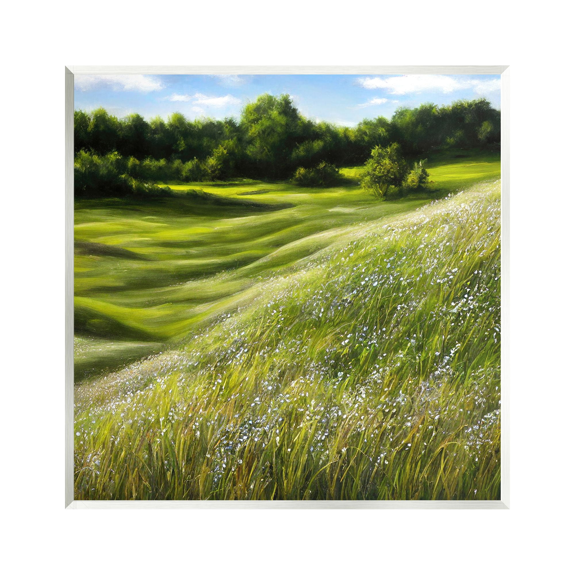 Stupell Industries Green Rolling Hills Landscape Painting Unframed Art Print Wall Art, 12 x 12