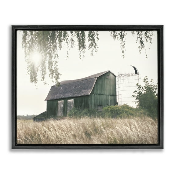 Stupell Industries Green Rustic Barn Landscape Photography Black Floater Framed Canvas Art Print Wall Art, 21 x 17