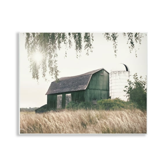 Stupell Industries Green Rustic Barn Landscape Photography Unframed Art Print Wall Art, 14 x 11