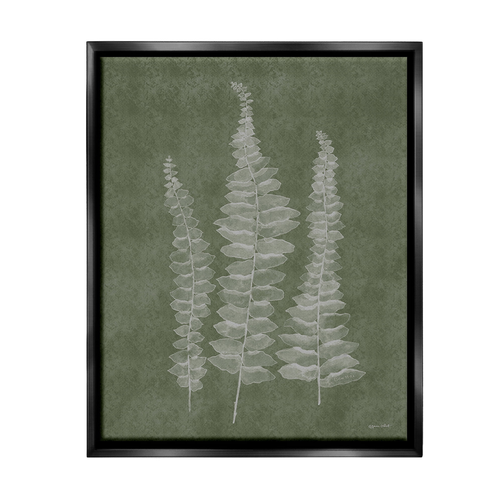 Stupell Industries Green Rustic Botanicals Botanical & Floral Painting Black Floater Framed Canvas Art Print Wall Art, 17 x 21