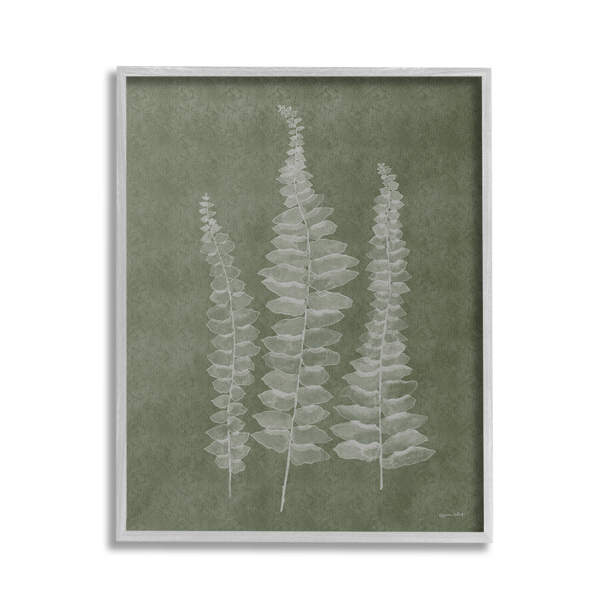 Stupell Industries Green Rustic Botanicals Botanical & Floral Painting Gray Framed Art Print Wall Art, 16 x 20