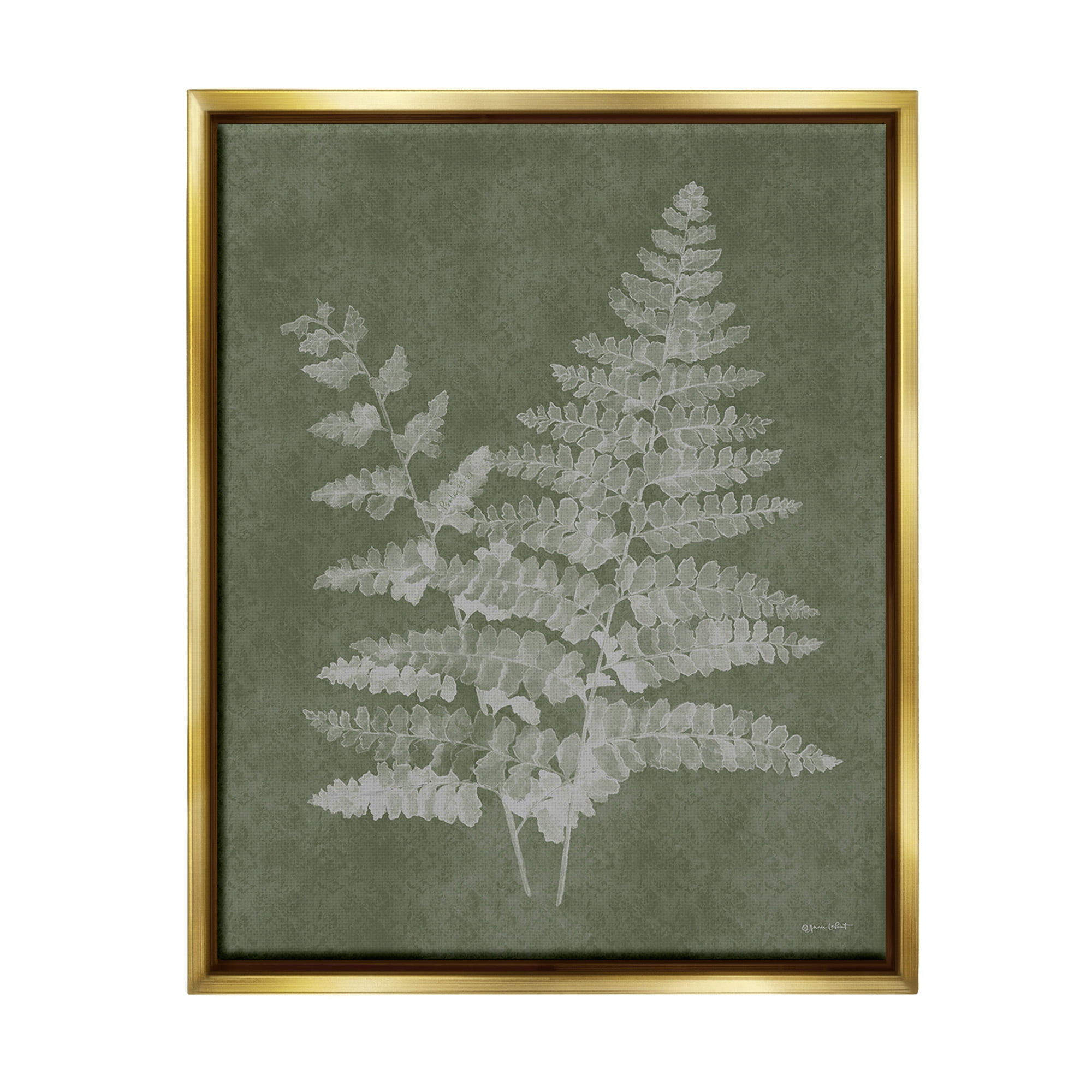 Stupell Industries Green Rustic Ferns Botanical & Floral Painting Gold Floater Framed Canvas Art Print Wall Art, 25 x 31