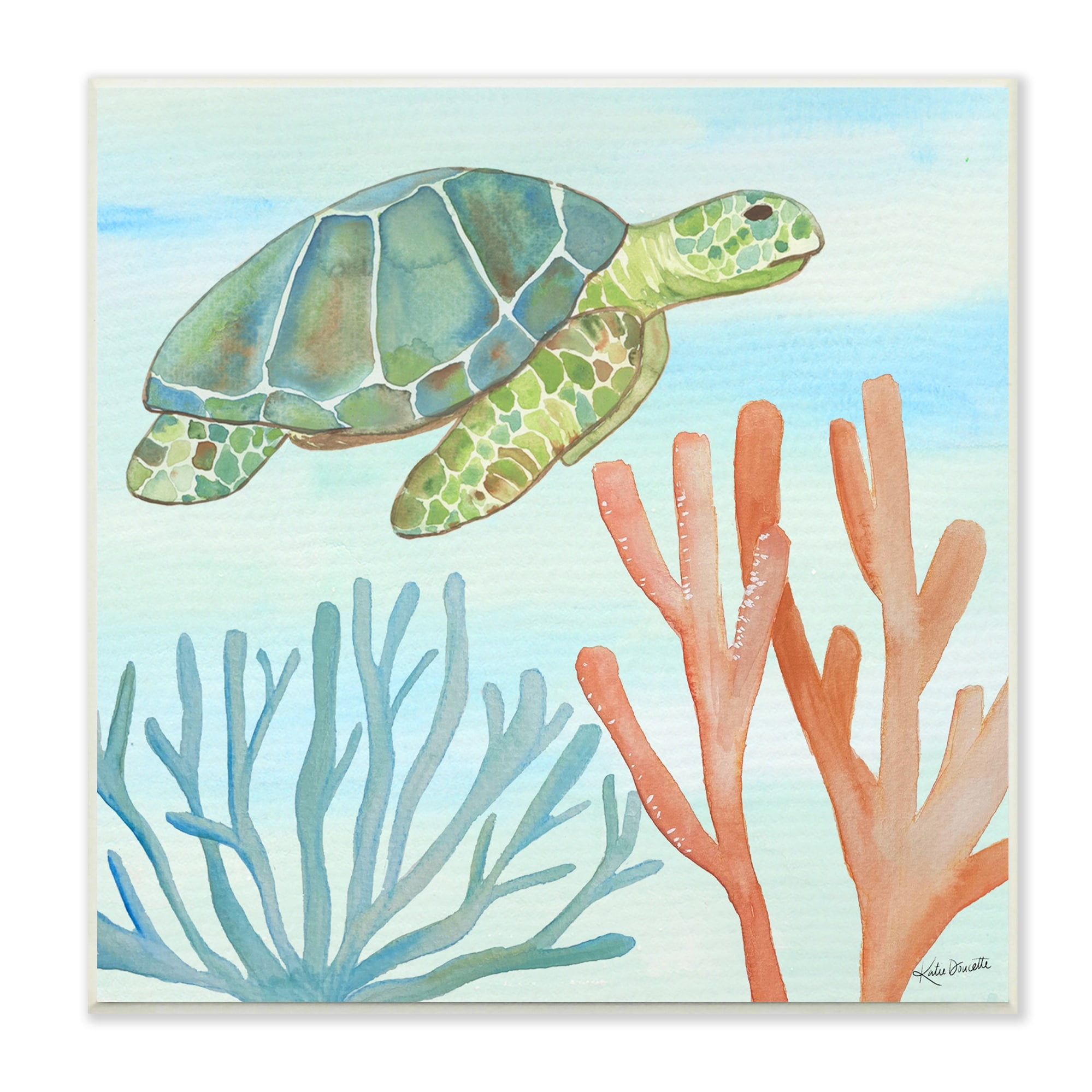 Gray Wood Sea Turtle Coastal Wall Plaque, 12 x 12 Inches