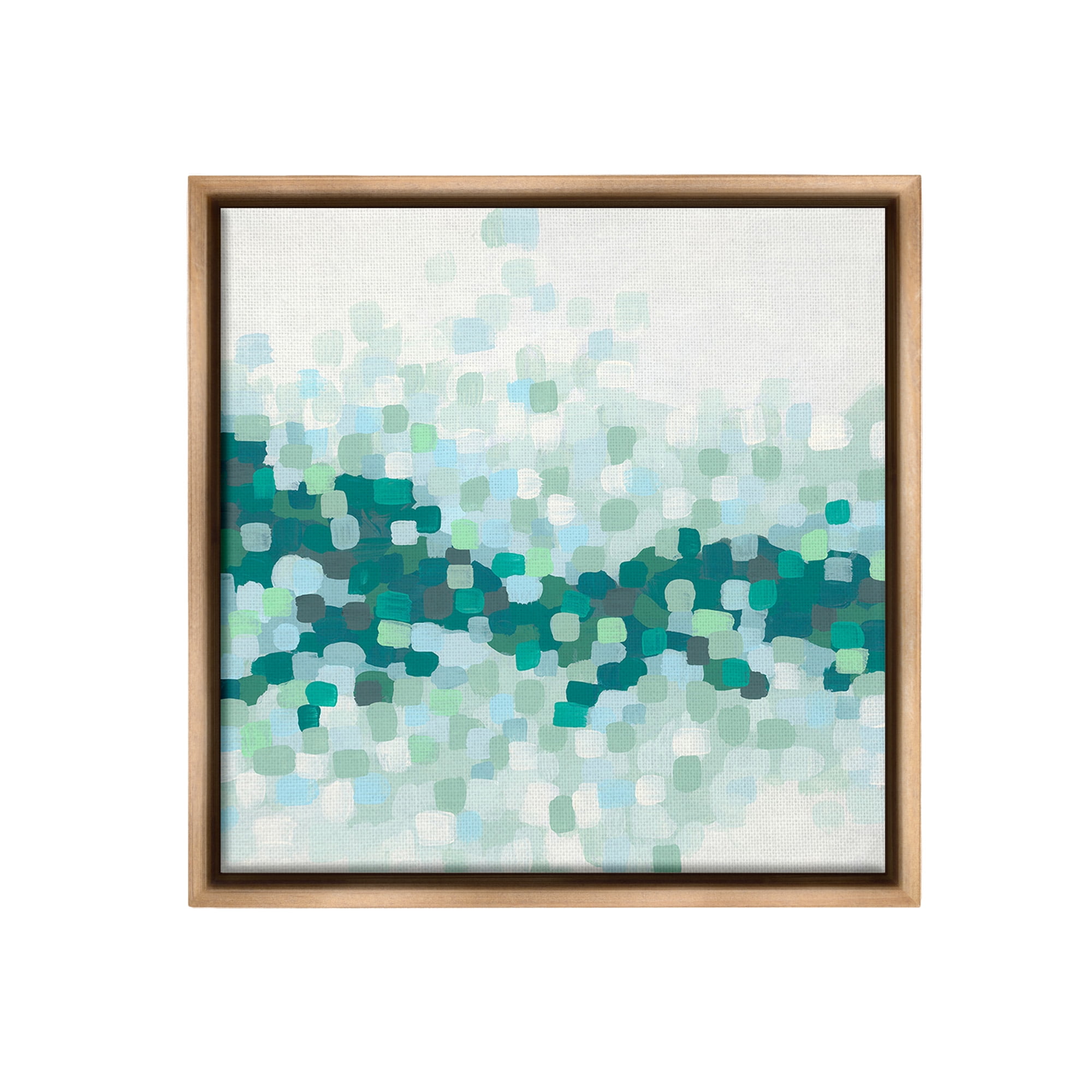 Stupell Industries Green Speckled Horizon Abstract Painting Brown Floater Framed Canvas Art Print Wall Art, 25 x 25