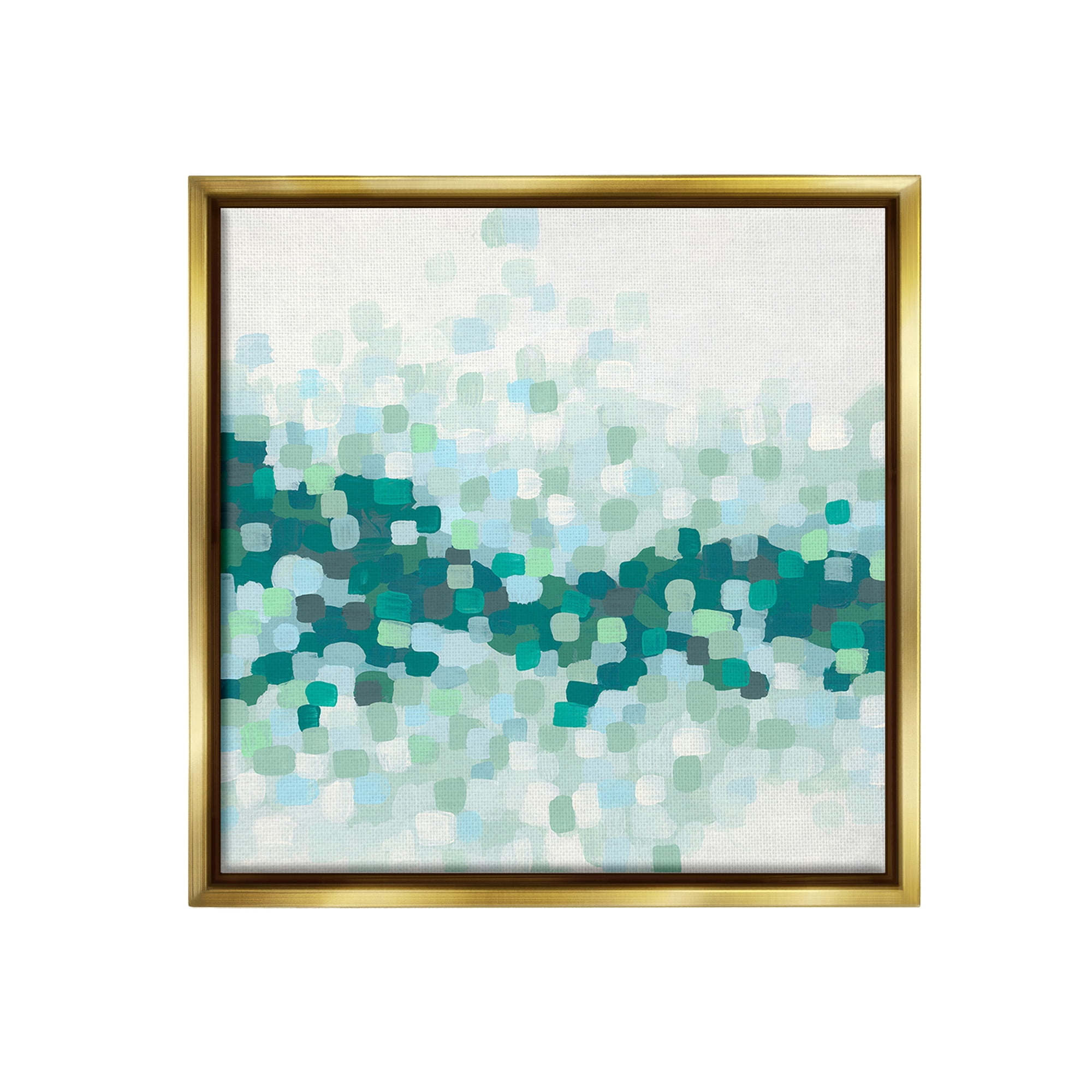 Stupell Industries Green Speckled Horizon Abstract Painting Gold Floater Framed Canvas Art Print Wall Art, 25 x 25