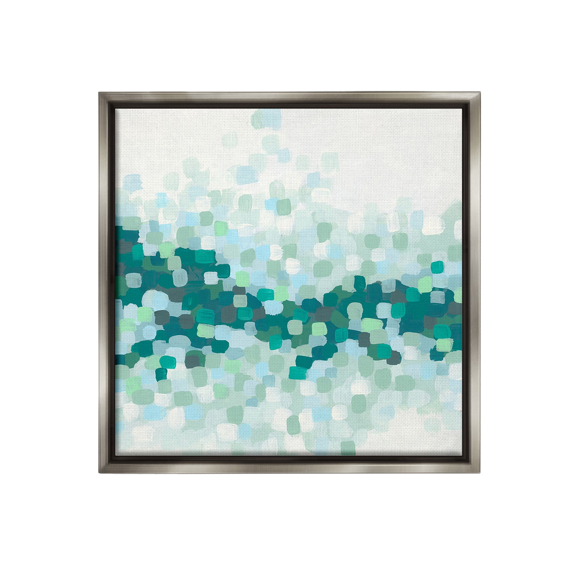 Stupell Industries Green Speckled Horizon Abstract Painting Gray Floater Framed Canvas Art Print Wall Art, 25 x 25