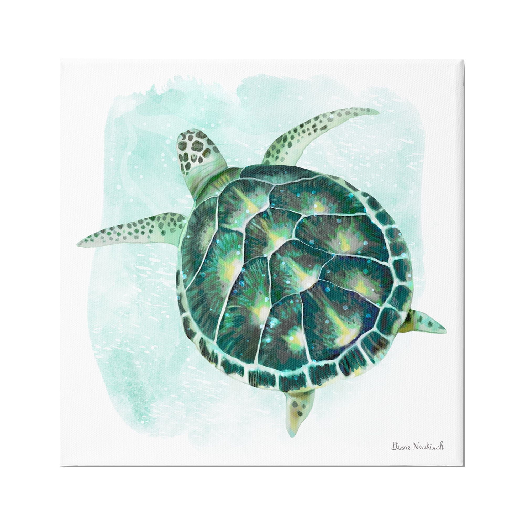 Stupell Industries Green Speckled Sea Turtle Swimming Ocean Water Painting Gallery Wrapped Canvas Print Wall Art, Design by Diane Neukirch