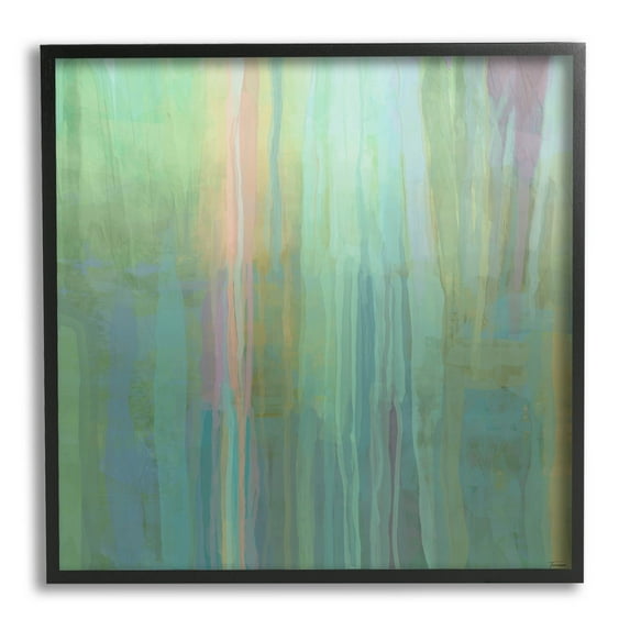 Stupell Industries Green Streaked Modern Brushed Lines Painting Black Framed Art Print Wall Art, Design by Michael Tienhaara