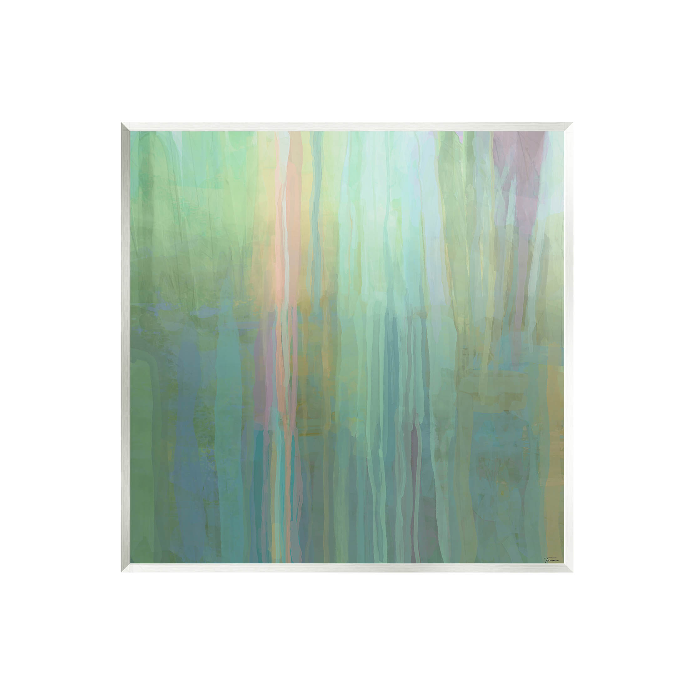 Stupell Industries Green Streaked Modern Brushed Lines Painting Unframed Art Print Wall Art, Design by Michael Tienhaara