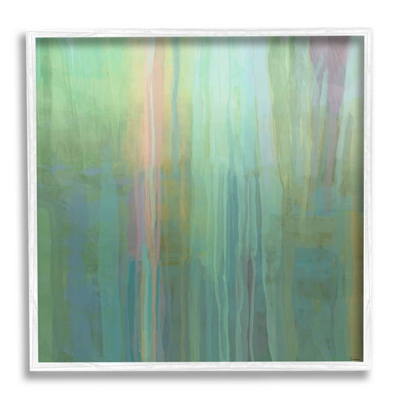 Stupell Industries Green Streaked Modern Brushed Lines Painting White Framed Art Print Wall Art, Design by Michael Tienhaara