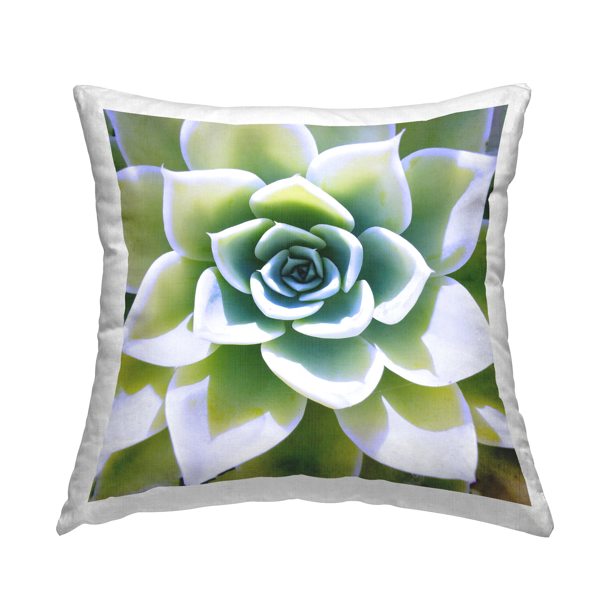 Green Succulent Print Square Throw Pillow Set