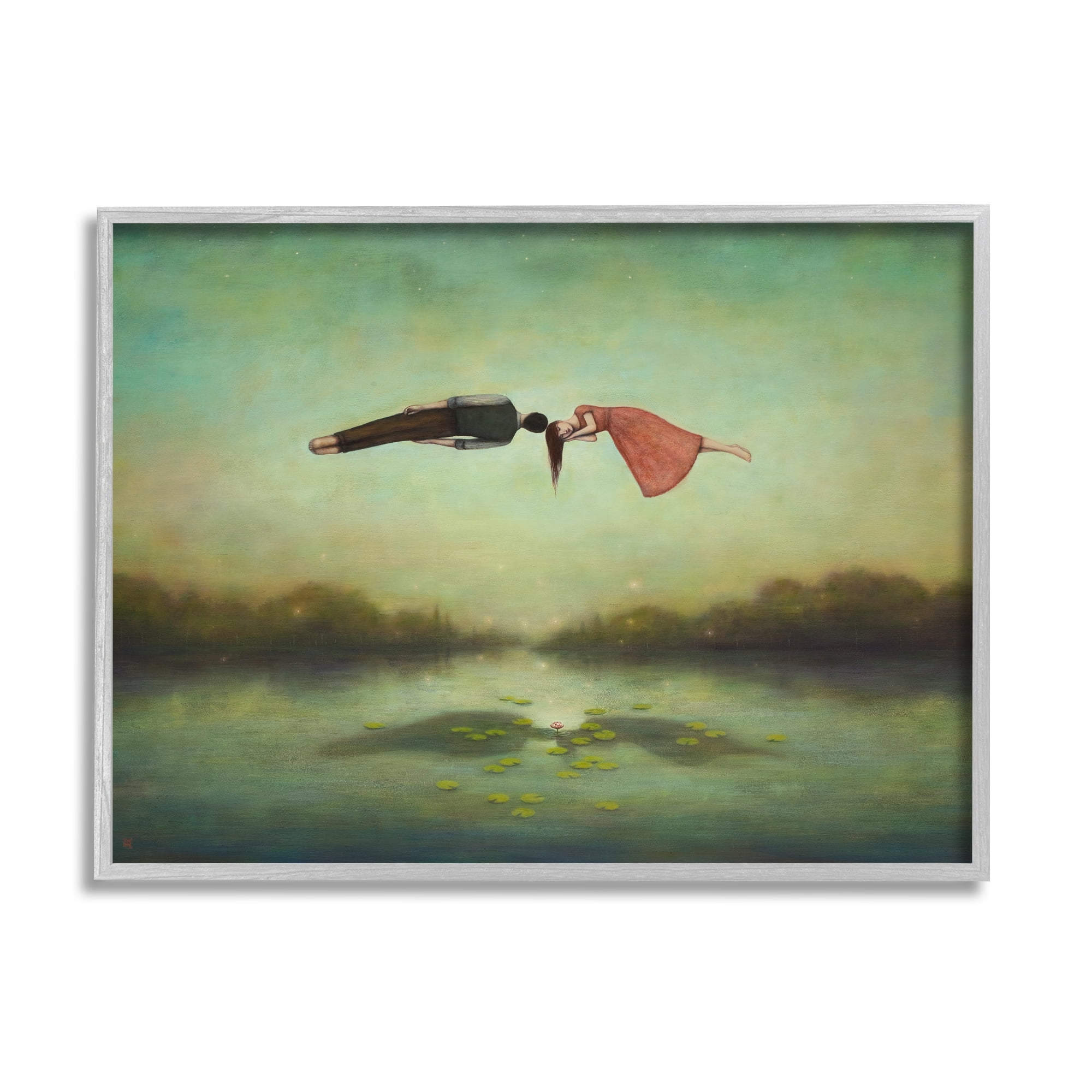 Stupell Industries Green Surreal Floating People Lake Distant Trees Framed Wall Art, 30 x 24, Design by Duy Huynh