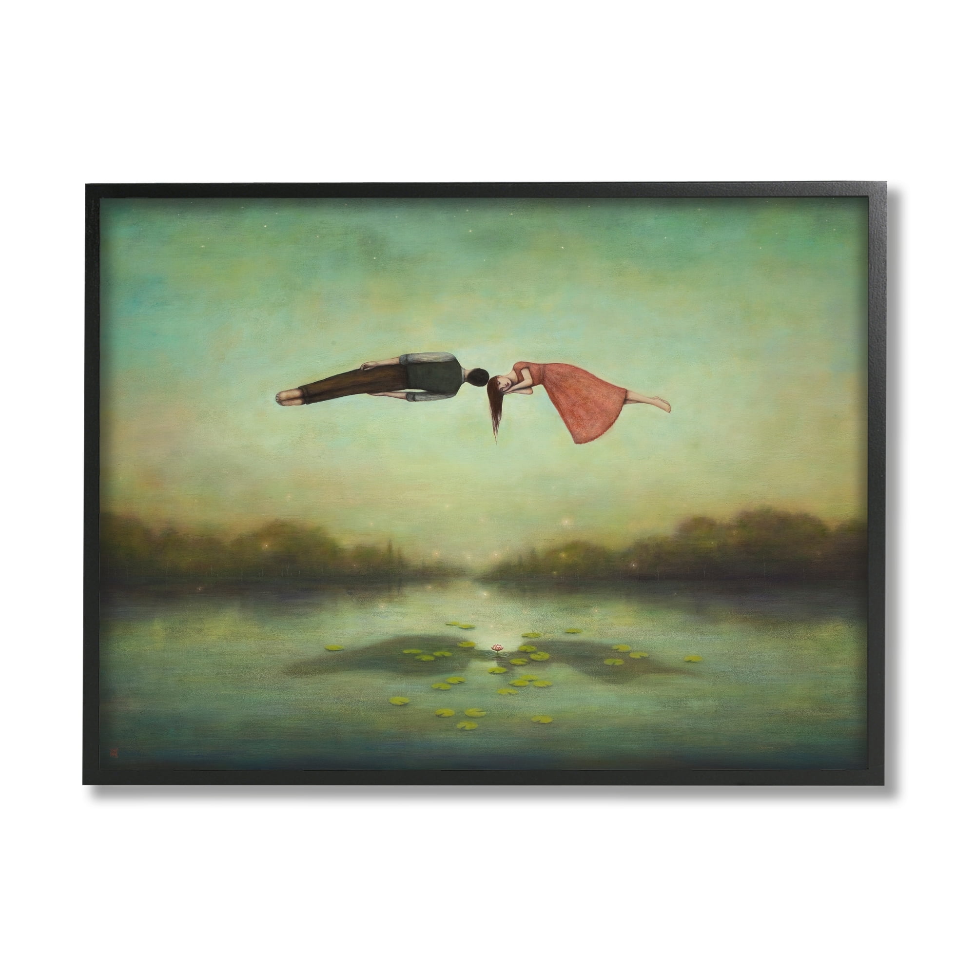 Stupell Industries Green Surreal Floating People Lake Distant Trees Framed Wall Art, 30 x 24, Design by Duy Huynh