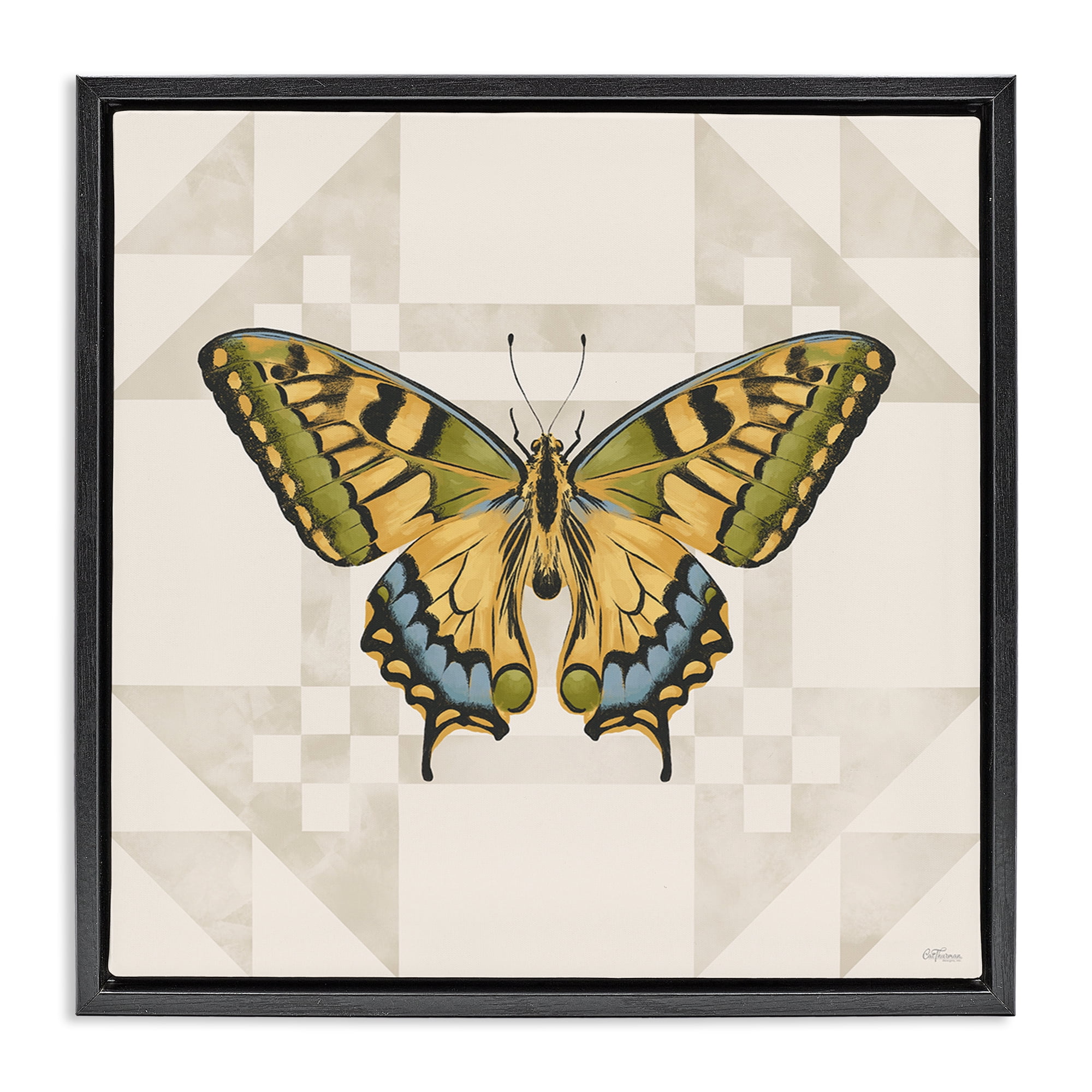 Stupell Industries Green Swallowtail Butterfly Black Framed Floater Canvas Wall Art, design by Cat Thurman Designs