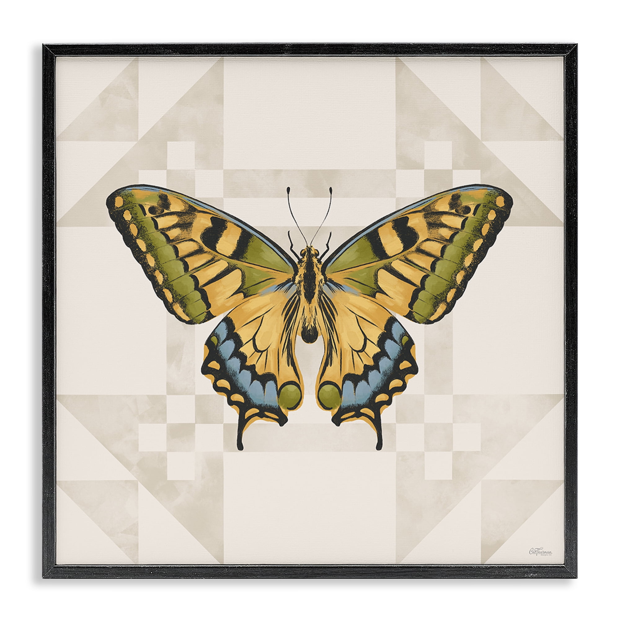 Stupell Industries Green Swallowtail Butterfly Black Framed Giclee Art, design by Cat Thurman Designs