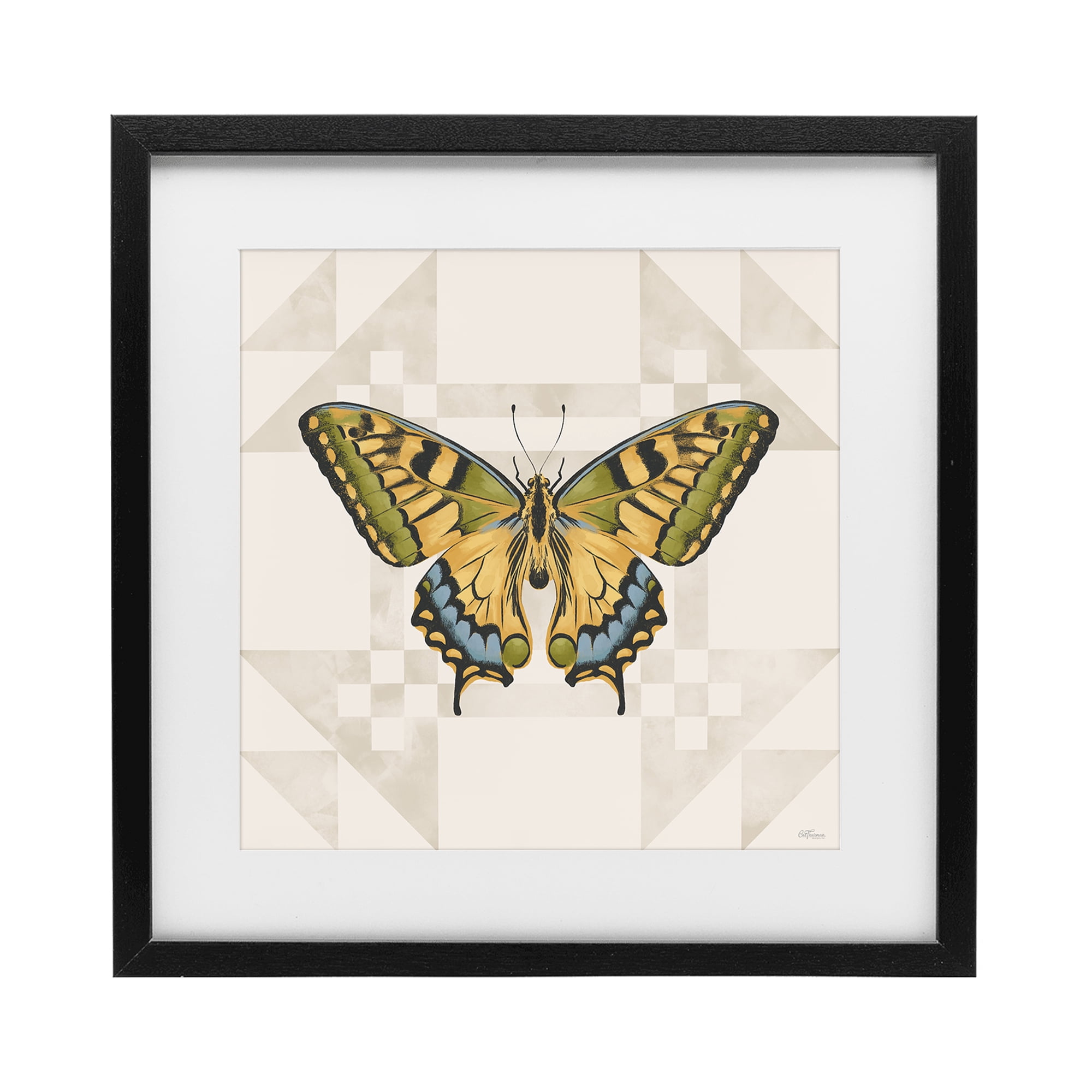 Stupell Industries Green Swallowtail Butterfly Black Framed Print Under Glass, design by Cat Thurman Designs