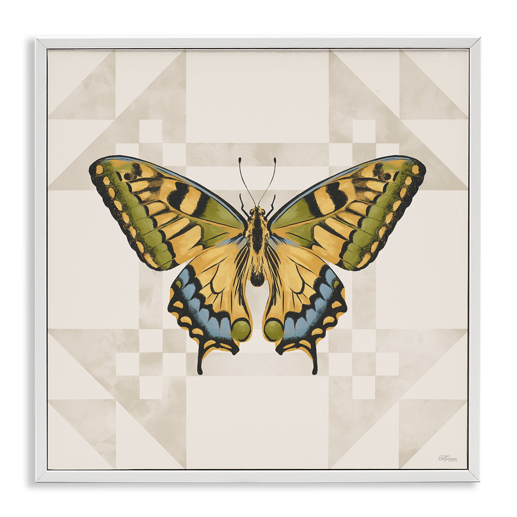 Stupell Industries Green Swallowtail Butterfly White Framed Giclee Art, design by Cat Thurman Designs