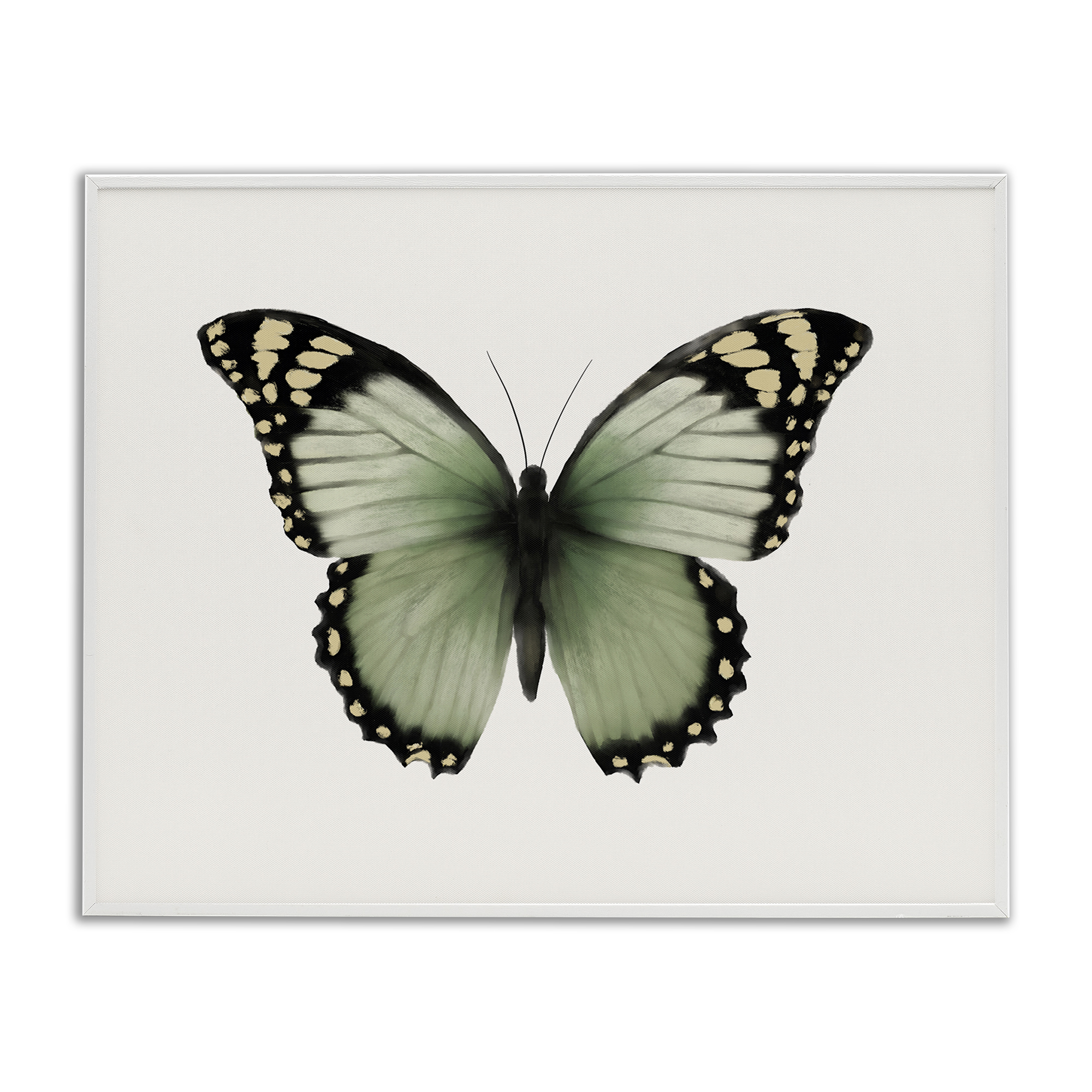 Stupell Industries Green Symmetrical Butterfly Animals Painting White Framed Art Print Wall Art, 30 x 24
