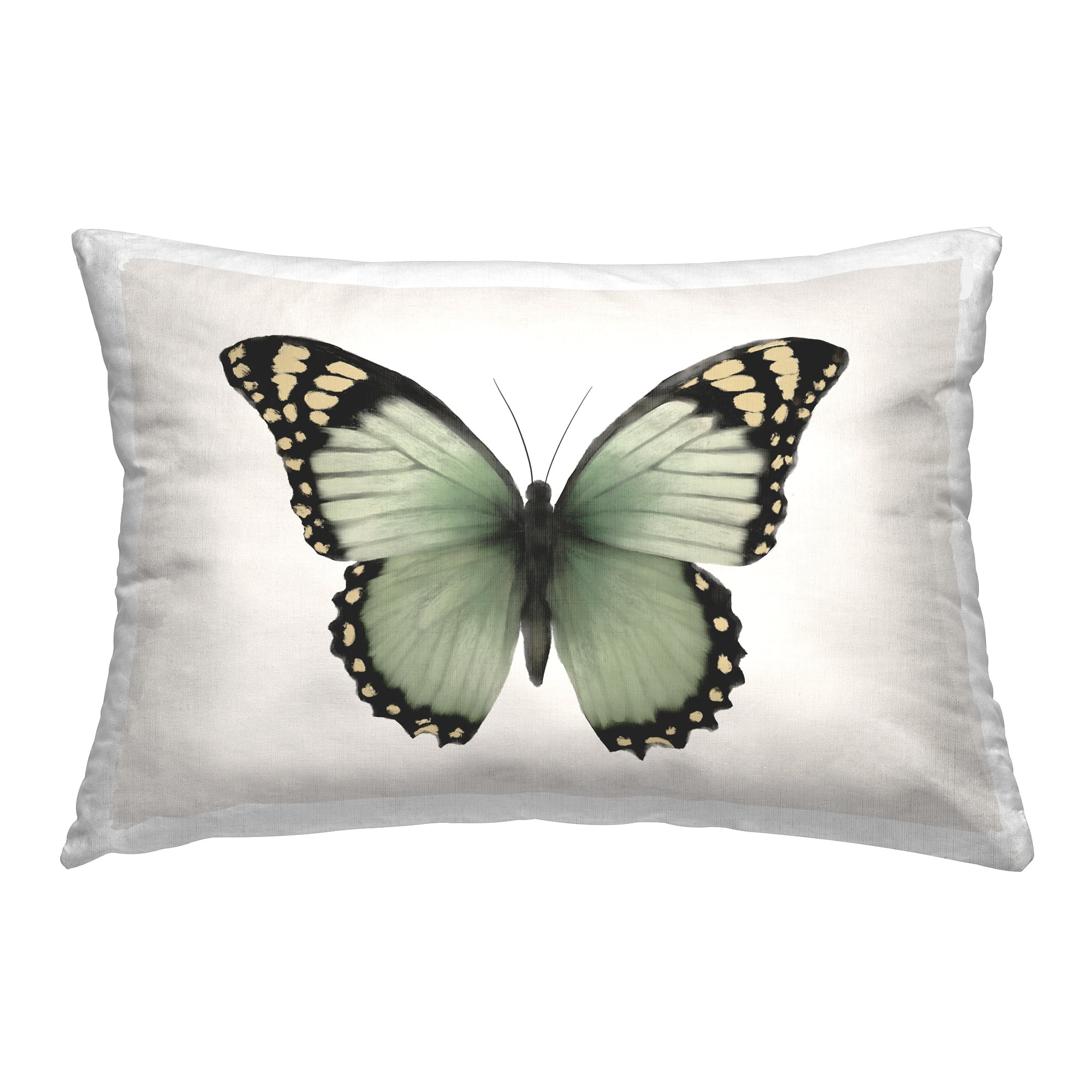 Stupell Industries Green Symmetrical Butterfly Decorative Printed Throw Pillow Design by Elizabeth Medley.
