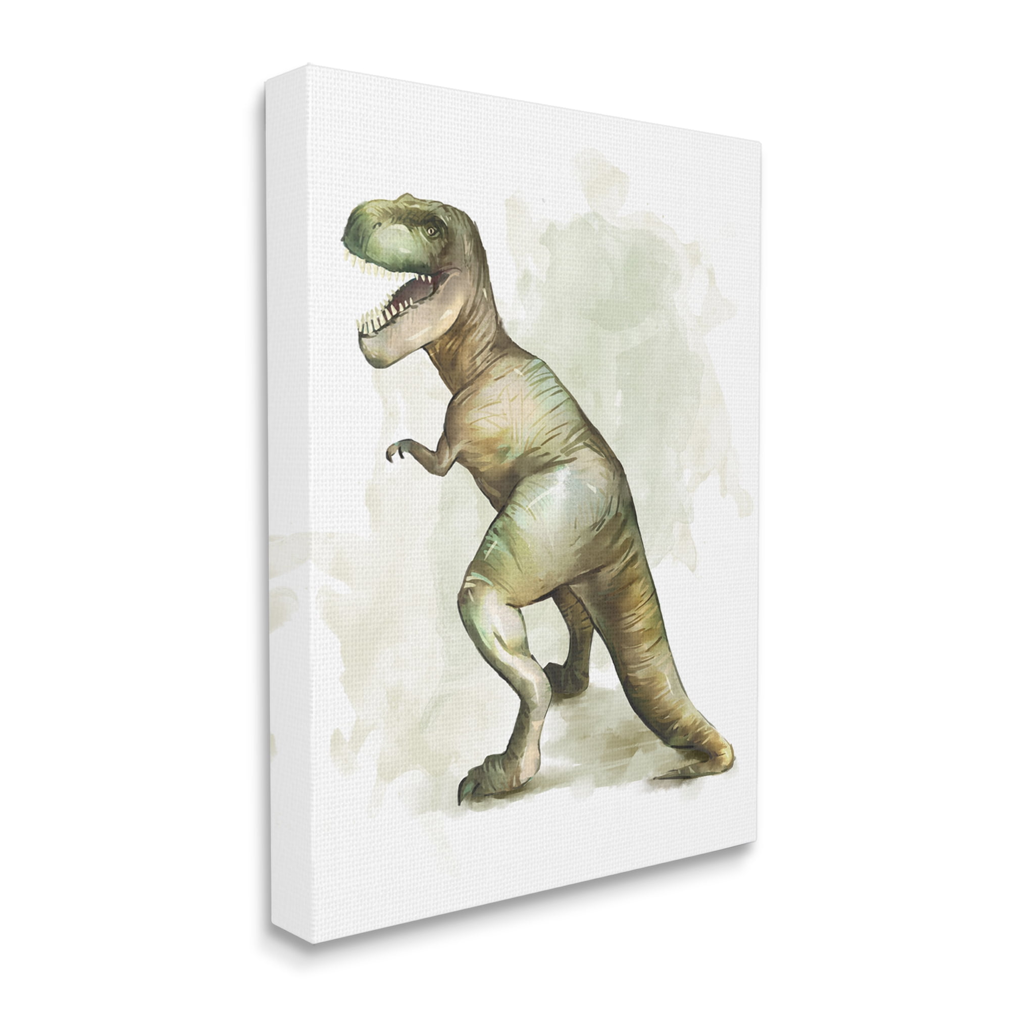 Stupell Industries Green T-Rex Dinosaur Ancient Reptile Roar Animals & Insects Painting Gallery Wrapped Canvas Art Print Wall Art, 30 x 40