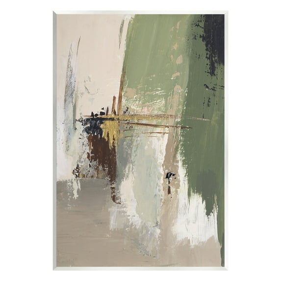 Stupell Industries Green & Tan Brush Strokes Abstract Painting Unframed Art Print Wall Art, 10 x 15