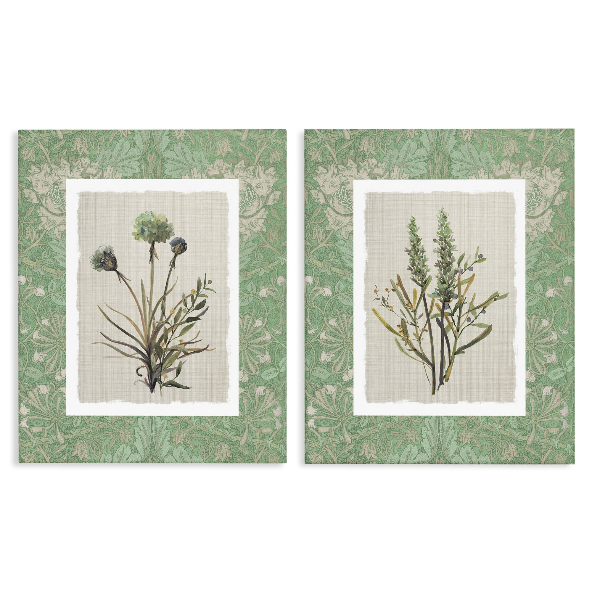 Stupell Industries Green Tone Herbal Blooms 2 Piece Canvas Wall Art Set, design by Carol Robinson