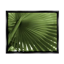 Stupell Industries Green Tropical Leaf Botanical & Floral Photography Black Floater Framed Art Print Wall Art, 21 x 17