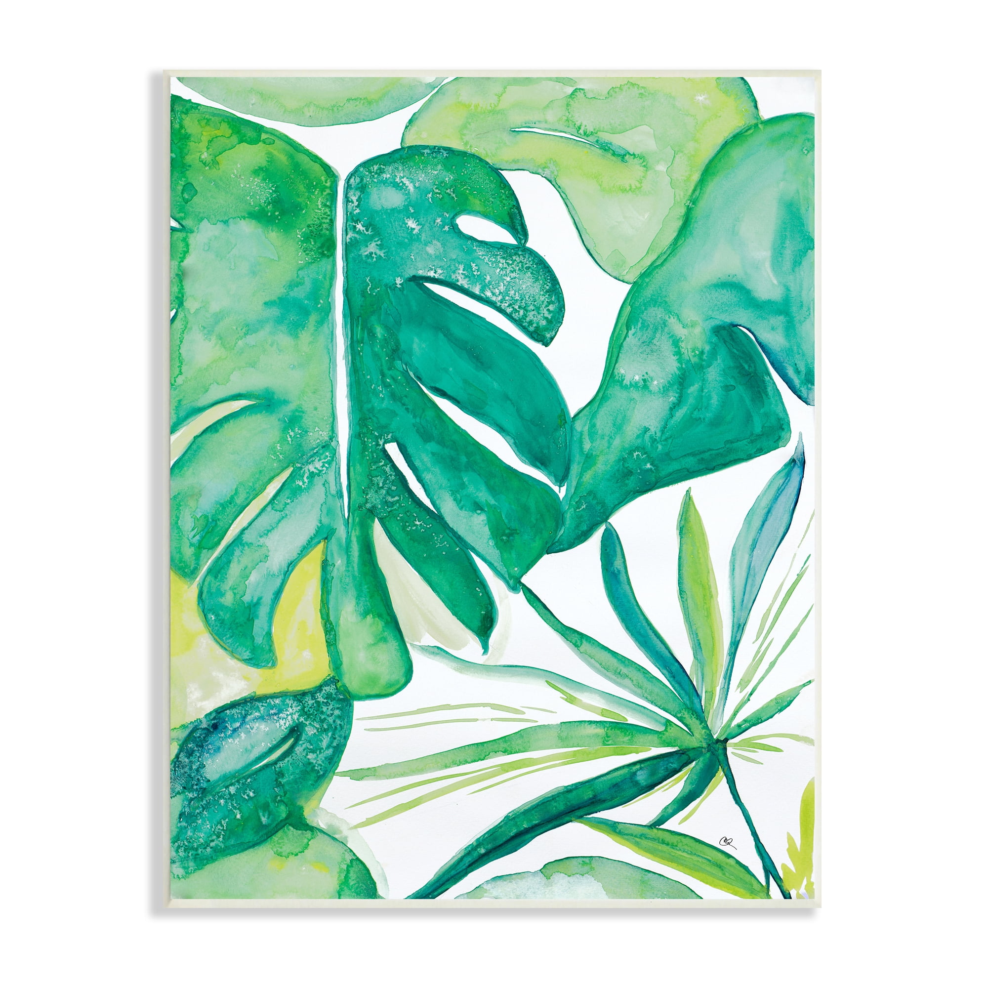 Stupell Industries Green Tropical Palms Monstera Plants Jungle Foliage, 10 x 15, Design by Kat Papa