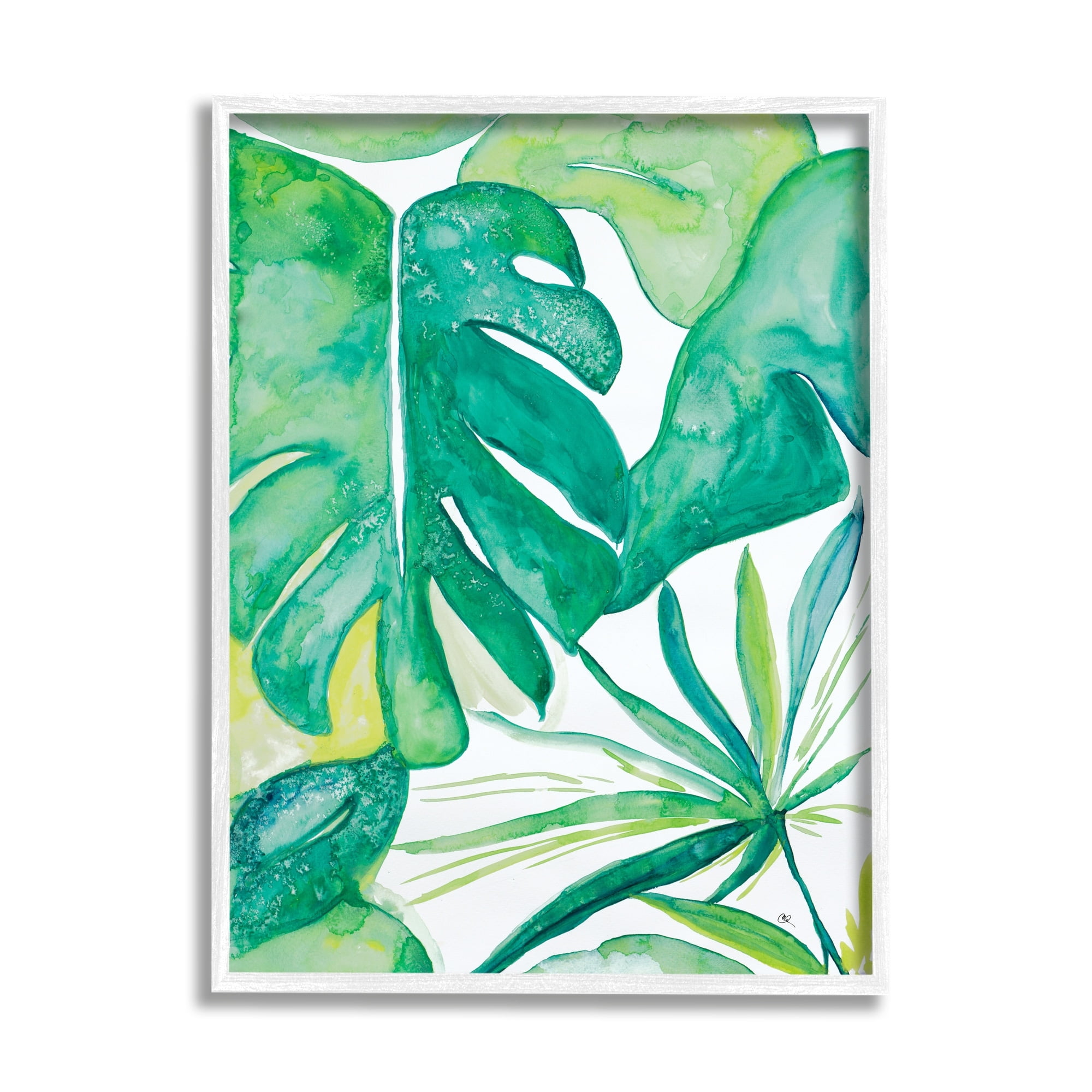 Stupell Industries Green Tropical Palms Monstera Plants Jungle Foliage, 11  x 14, Design by Kat Papa
