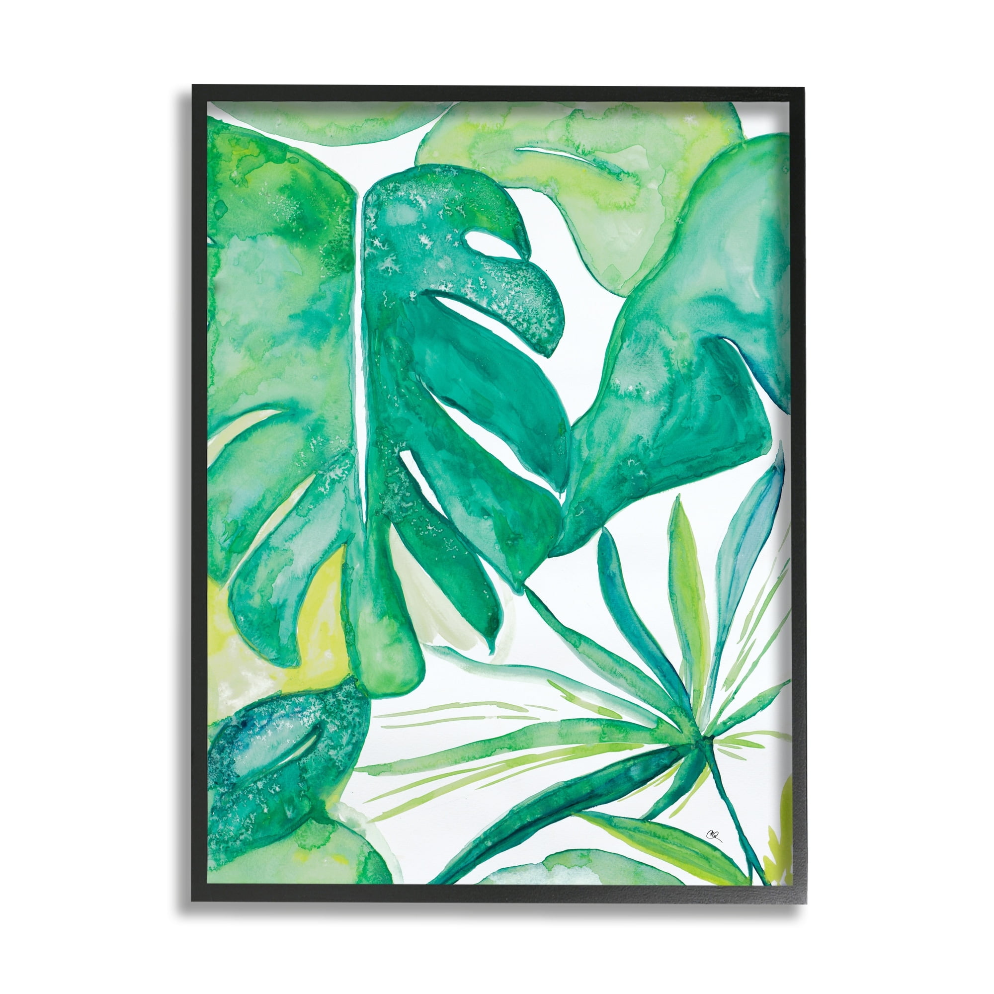 Stupell Industries Green Tropical Palms Monstera Plants Jungle Foliage, 24 x 30, Design by Kat Papa